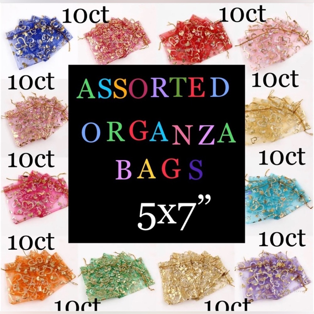 Organza Jewelry-Crafts~Gift-Favor/Bags~ Assorted 5 x 7”~ 10ct ~NEW~